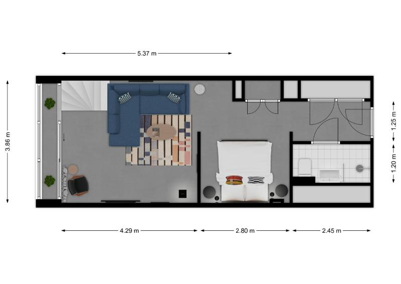 1-Bedroom Loft with Patio image 3