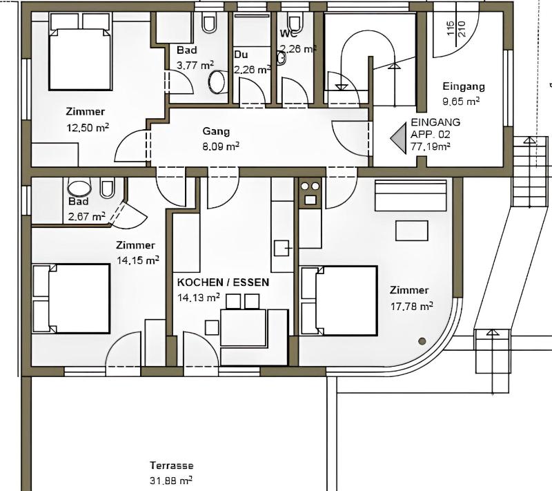 Three-Bedroom Apartment with Terrace and Mountain View image 1