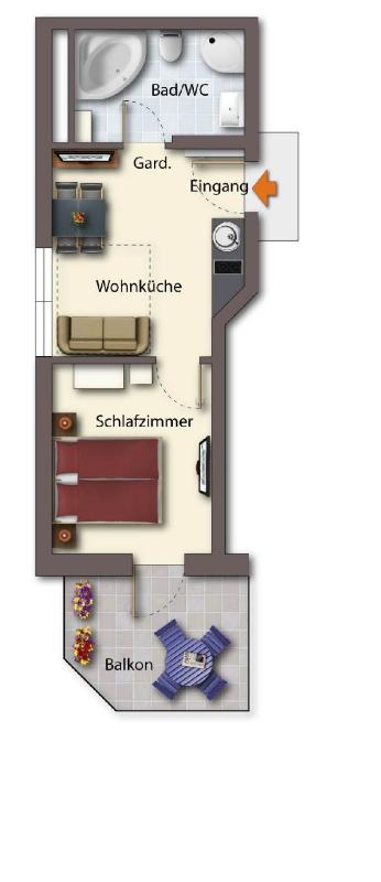 Apartment with View and Balcony image 2