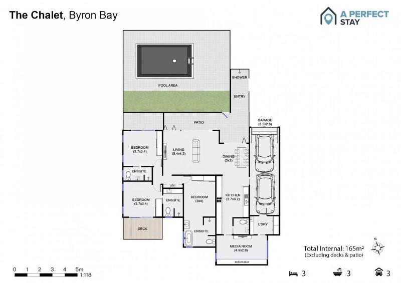 The Chalet - designer 3 BR retreat with pool - image 12