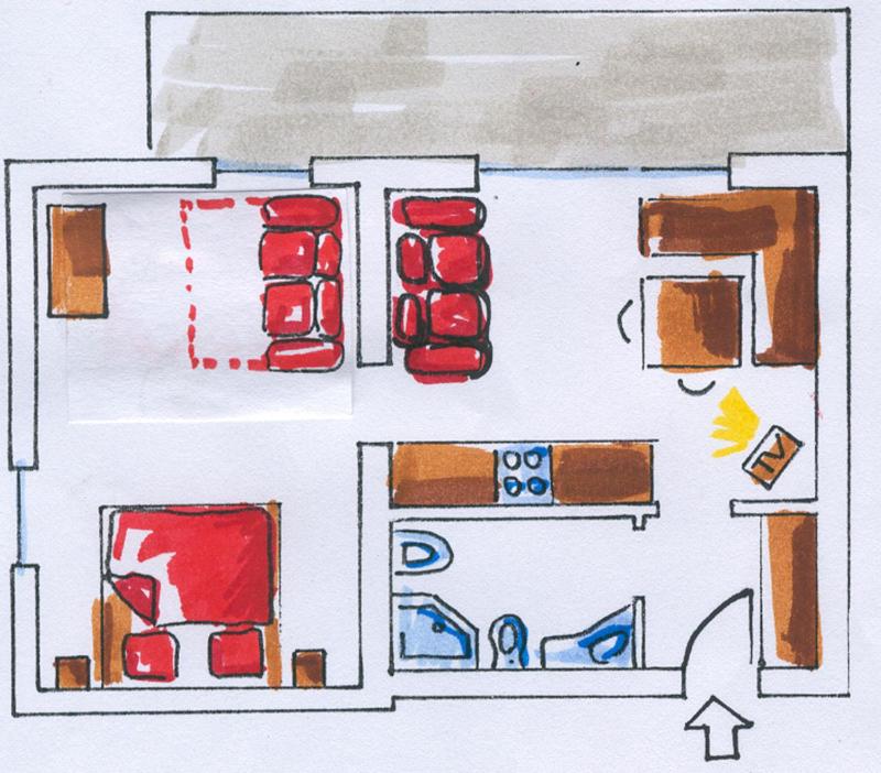 One-Bedroom Apartment with Balcony Top A image 2