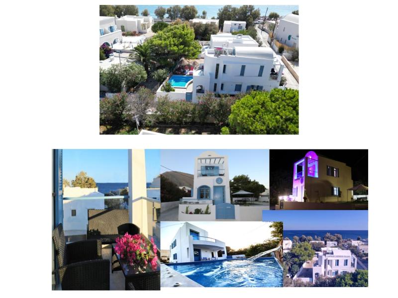 Welcome to Captain Lazaros 2storey Unique Design Pool-Jacuzzi Villa, max 3 adults and 2 children, structured as a private resort within a 500 sqm plot just steps from the famous Black Beach-Balcony with seaview -Private Parking Images