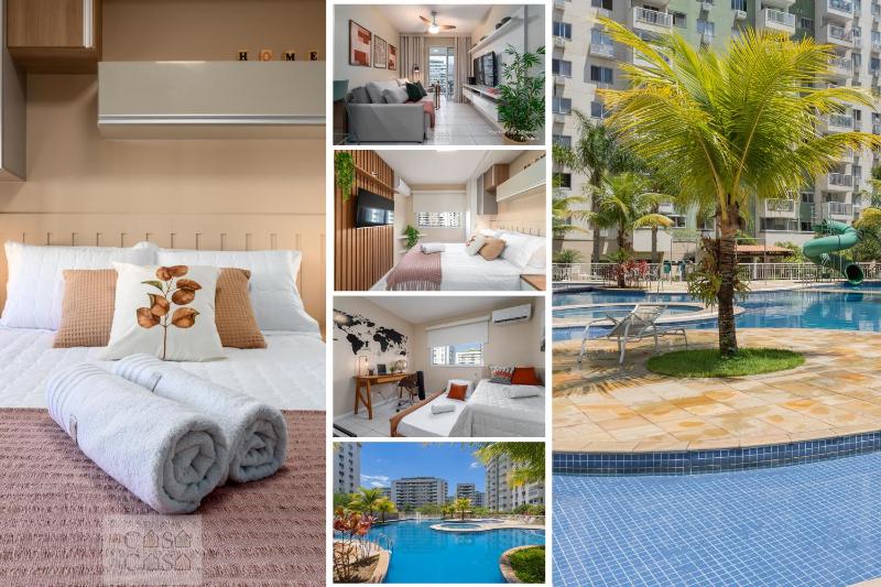 2 Quartos com Varanda a 300m RioCentro Wi-Fi 120mbps e Cozinha Completa - Condomínio com Piscina, Estaciomento, Portaria 24h e Parquinho Infantil - Apartamento indicado para Grupos, Hóspedes a Trabalho e Crianças Images