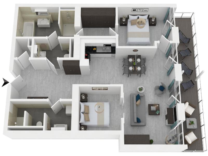 Große Welle - Moderne 25-Zimmer Ferienwohnung mit Südbalkon und Boddenblick - image 3