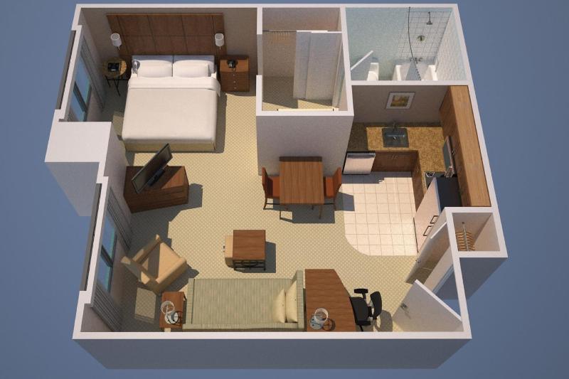 Queen Studio, Sofa Bed, Full Kitchen, Living Space image 2