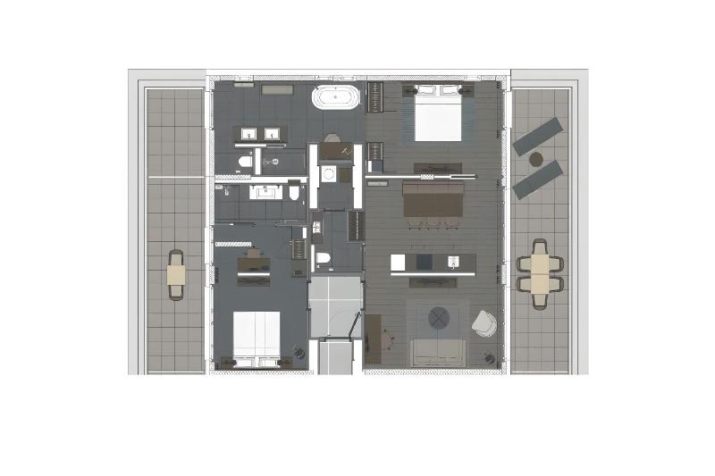 Two-Bedroom Rooftop Suite with kitchen image 2