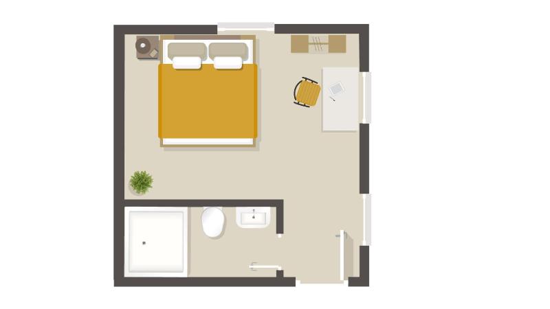 Standard room (facing the street, without TV) image 2