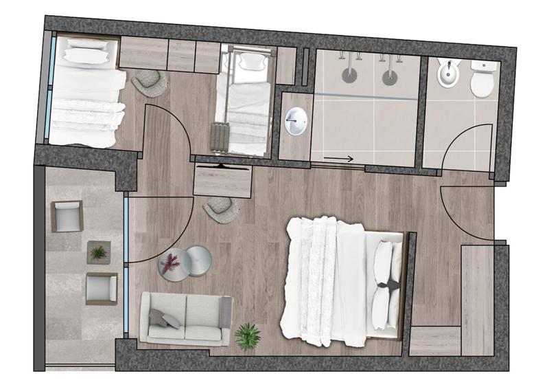 Family Room (2 Adults + 2 Children) with Balcony image 2