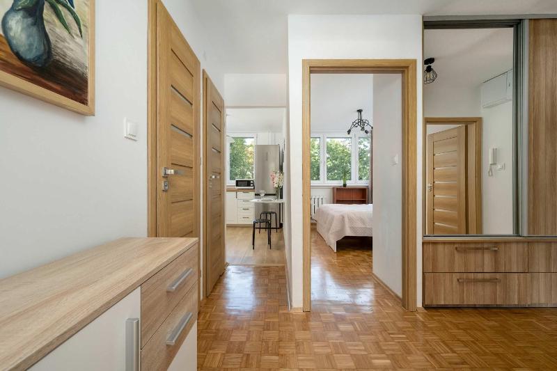 Blue Two Bedroom Apartment in Wrocław with Desk Bathtub and Balcony by Noclegi Renters - image 19
