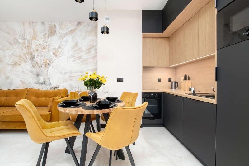 Black and Yellow Apartment in Rzeszów Close to the River with Air Conditioned Living Room by Noclegi Renters - image 6