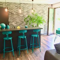 Modern apartment with a large garden