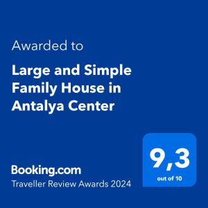 Large and Cosy Family House in Antalya Center