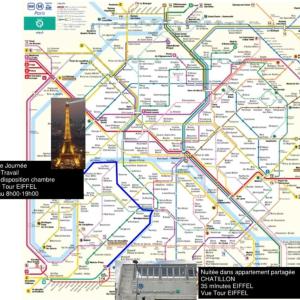 Dayroom Espace Paris sans nuitée et Chambre partagée Chatillon nuitée -- Repos journée ou Espace Travail 8-19h Proche Tour Eiffel ou Usage bureau à l'heure en journée -- Nuitée Chatillon Avenue Paris