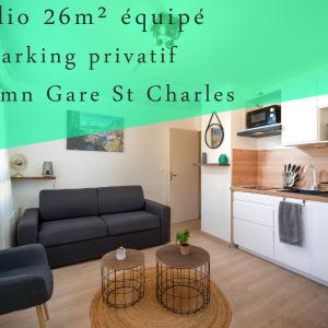 Appartement tout équipé avec parking à 6min à pied de la gare st charles