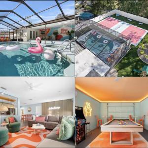 Electric Flamingo with Heated Pool, Pickleball, Mini Golf & Basketball