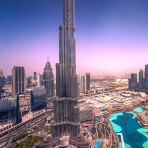 GRANDE RESIDENCES with a direct Burj Khalifa view and Private Fountain Show at HIGH floor with DXB AIRPORT VIP Shuttle option for 8 guests