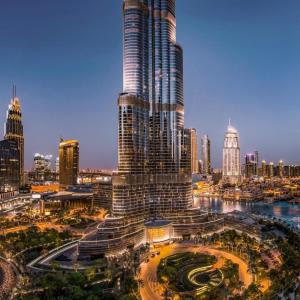 GRANDE SIGNATURE with a direct Burj Khalifa view and Private Fountain Show at high floor with DXB AIRPORT VIP Shuttle option for 8 guests