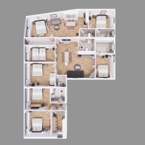 BeckHomes Munich- Large 210 sqm Central Apartment- 7 BR, 6Baths, 3 Kitchens, Up to 18 Guests