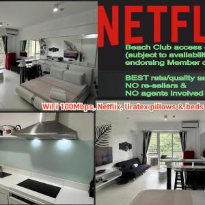 Beach condos at Pico de Loro Cove & possible Beach Club Access & Wi-Fi & Netflix, 42-50''TVs with Uratex beds & pillows, equipped kitchen, balcony, parking, guest registration fee is not included
