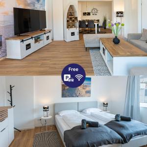 Captain's Nest - Stilvoll und modern, zentral in Hafennähe, inkl 2 Parkmöglichkeiten, 4 Schlafbereiche, 2 WCs, Arbeitsplatz, kleiner Balkon