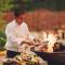 Premium villa glamping log cabin with stars and bonfire