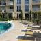 Golden leaf, swimming pool view