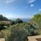 Villa La Lecceta surrounded by greenery and sea view with sunset