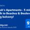 Sarahs Apartments - 5 min walk to Beaches & Boulevard - big balcony!