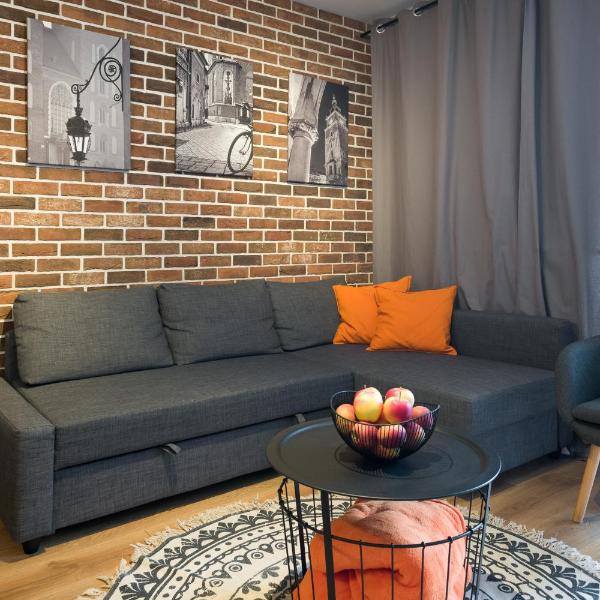 Orange, modern apartment in the city centre