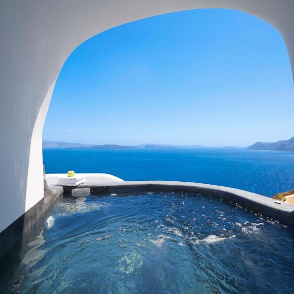 Elegant Santorini House Villa Horizon Caldera View-Outdoor Hot Tub Oia