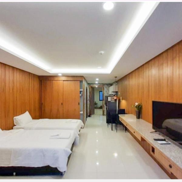 Private wooden style studio room in city area