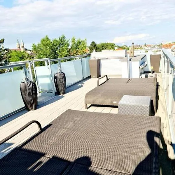 luxury 4 bedroom roof apt with 3 balconies & view, hotel in Vienna