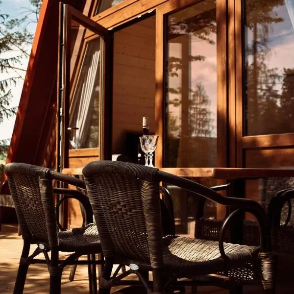 Przystań nad Sanem z widokiem na góry i rzekę, hotel in Tyrawa Solna