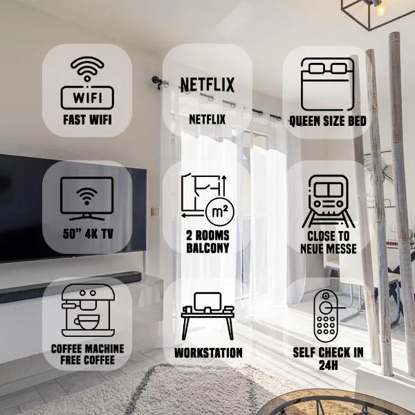 Arbeitsplatz, Balkon, Tiefgarage nähe neue Messe, hotel en Leipzig