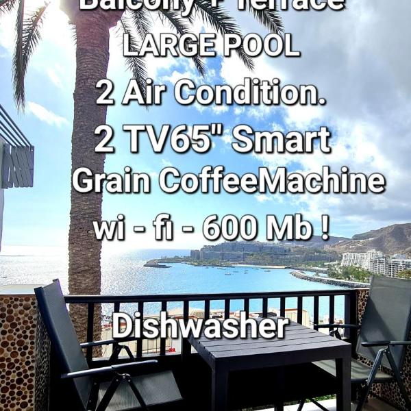 DELUXE SeaView-SUNSETS !TRANSFE-R inc! POOL,2AirCond,2TV65",600Mb Dishwasher,,2 BEACHes,ANFI-view