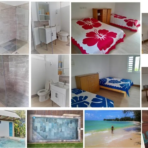 Mara'ai le spot Tubuai Chambre triple Taahueia Deluxe SDB privée avec piscine, hotel in Tubuai