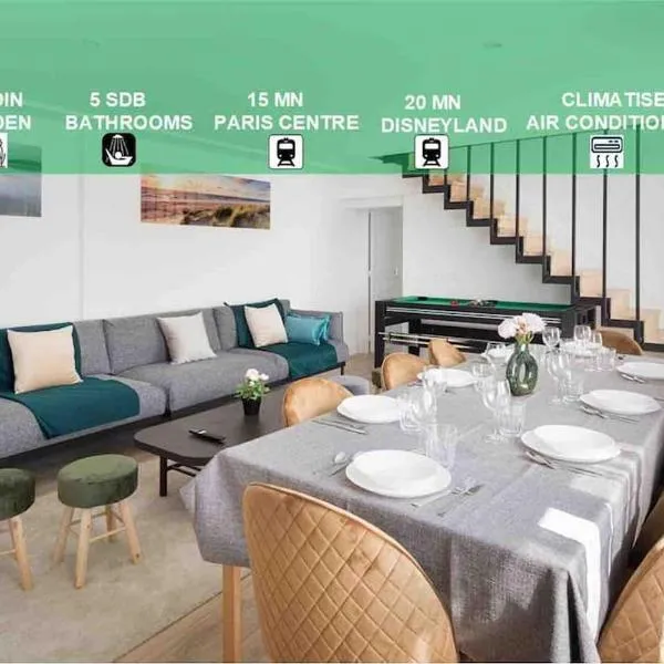 Maison moderne avec jardin12 pers proche Paris & Disney, hotel in Neuilly-sur-Marne