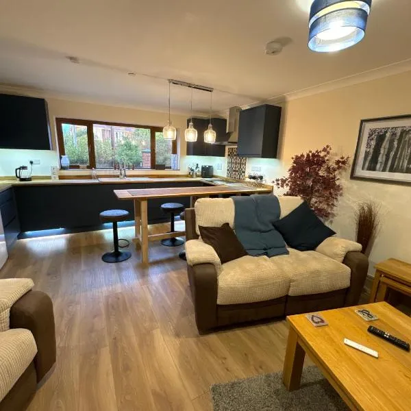 New city flat, 3 x double bed en-suite bedrooms, private kitchen & lounge, free private parking & own workspaces, hotel en Exeter