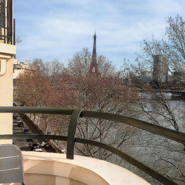 Beautiful Flat View Of The Seine And Eiffel Tower