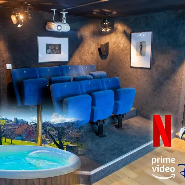 Cinéma Enchanté maison d'hôtes avec écran géant et bain nordique、Prez-vers-Siviriezのホテル