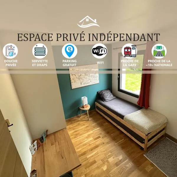 Chambre privée au calme - Proche gare - Parking gratuit, hotel in Le Gond