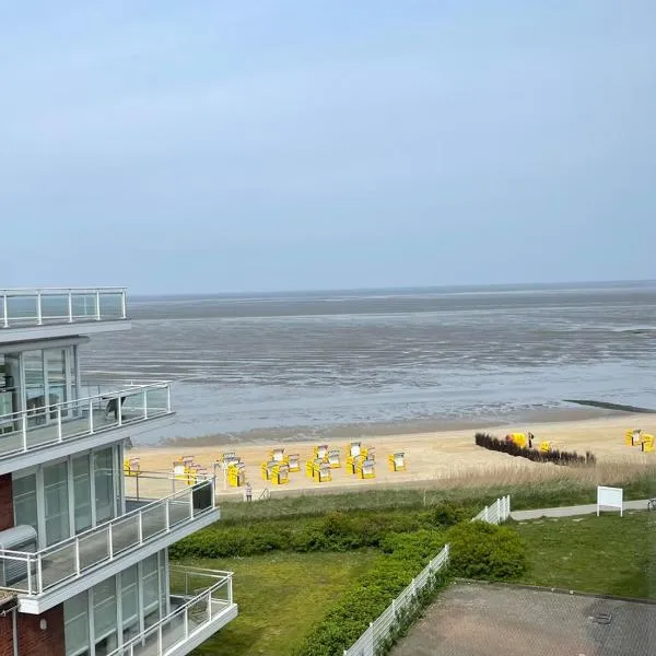 Traumhafte Ferienwohnung - direkter Meerblick - 50m zum Strand in Cuxhaven Duhnen in 1A Lage im Haus Seehütte, hotel u gradu Kukshafen