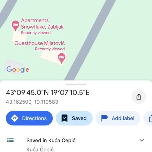 Kuća Čepić, ξενοδοχείο σε Žabljak