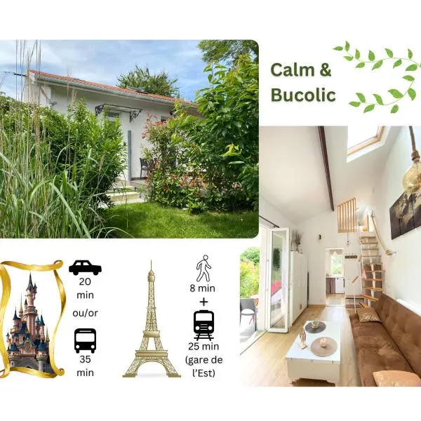 The Little Oak - tiny house with bed on mezzanine & terrace - from 1 to 4 p Disney, Paris & CDG, hotel in Pomponne