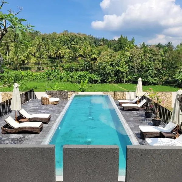 Villa Norwegia - pool with panorama rice field view, hotel in Yogyakarta