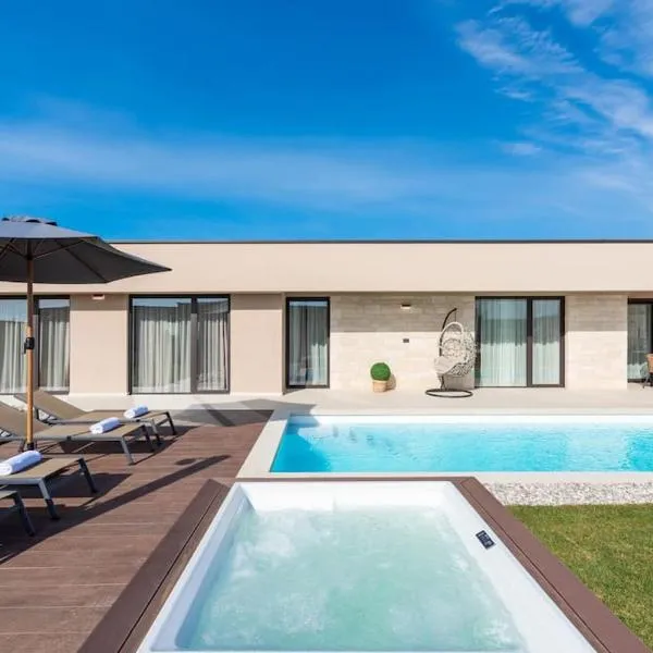 Villa Daleo with heated pool and jacuzzi near Porec, hotel in Labinci