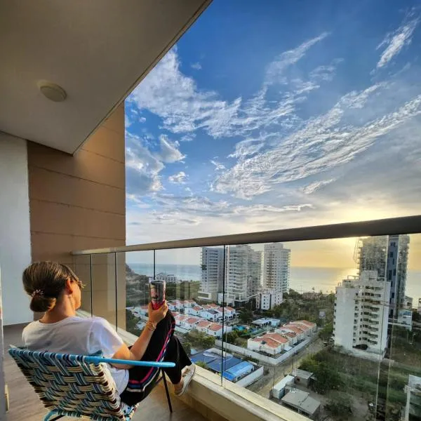 Caribbean Sunset Santa Marta apartamento con balcón y vista al mar a solo pasos de la playa, hotel u gradu Santa Marta