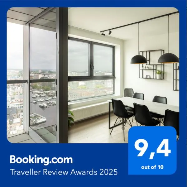 UNIEK appartement - mooiste en hoogste uitzicht op Antwerpen! - incl gratis parking, hotel in Antwerpen