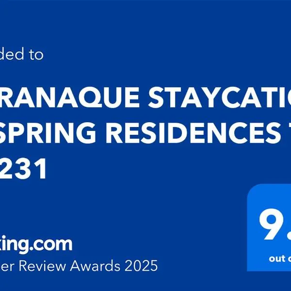PARANAQUE STAYCATION at SPRING RESIDENCES T3 U1231, hotel di Manila