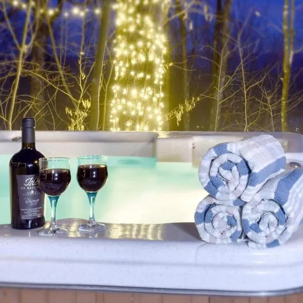 Log cabin with HOT TUB and view, hotel v destinaci La Minerve